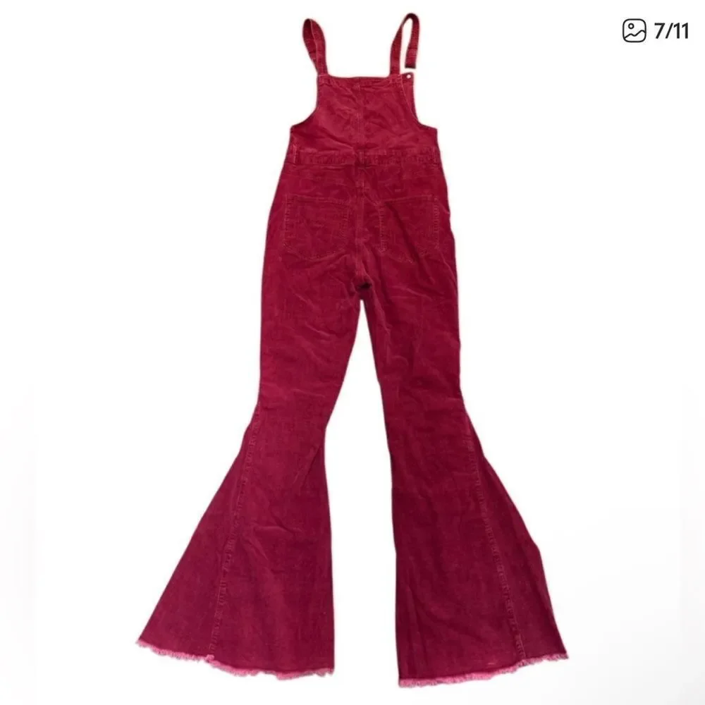 Show Me Your Mumu Berkeley Bell Corduroy Overalls in Crimson Size Medium Short
